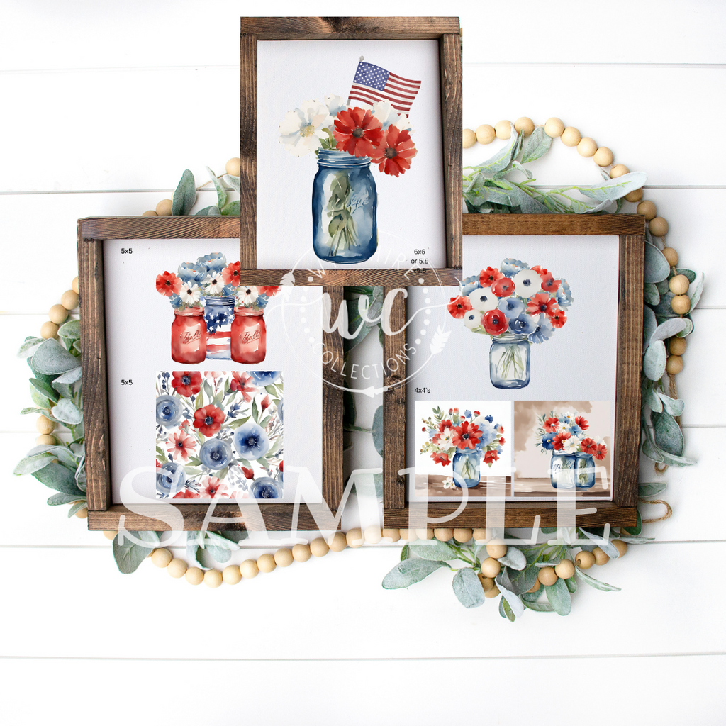 mason jars with red white and blue themes