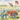 Flag in field with flowers and wagons