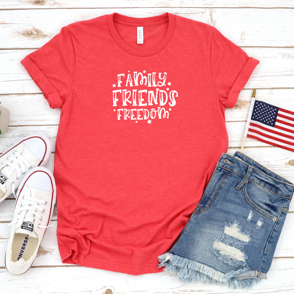Family, Friends, Freedom Tee red