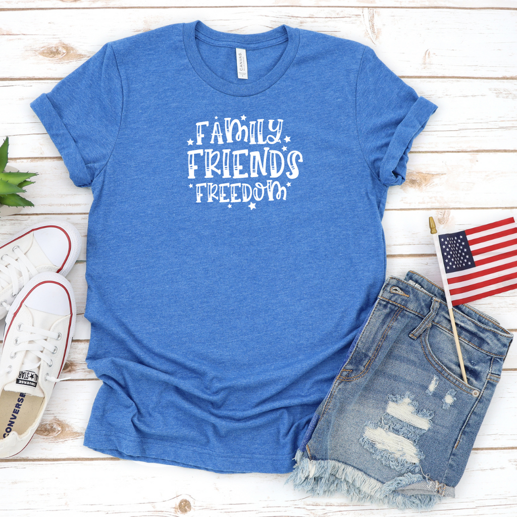 Family, Friends, Freedom Tee blue