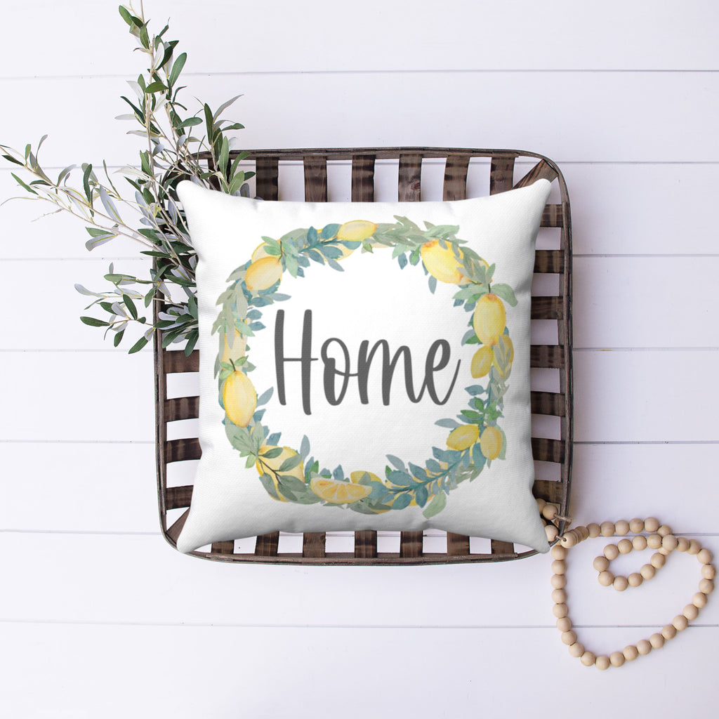 lemon wreath home pillow cover