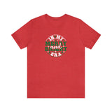 red t shirt in my merry and bright era  print on front 