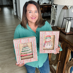 Christmas themed printables made into decor