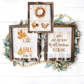 fall themed printable with acorns and leaves