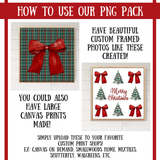 Instructions on using a PNG pack to create custom framed Christmas-themed prints.