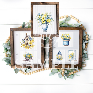 Blue and Yellow Spring Flowers Printable Crafters Bundle