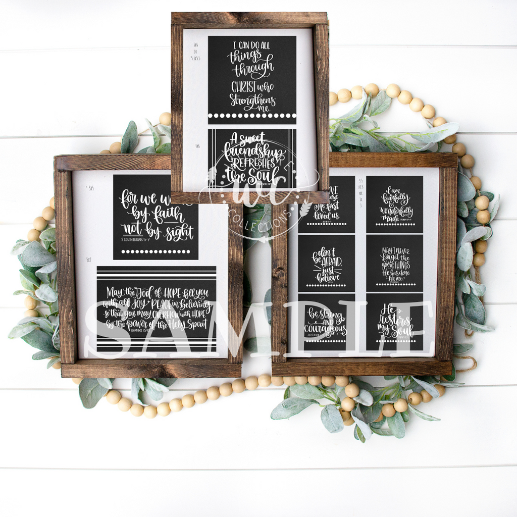 scripture printables on black background with white font