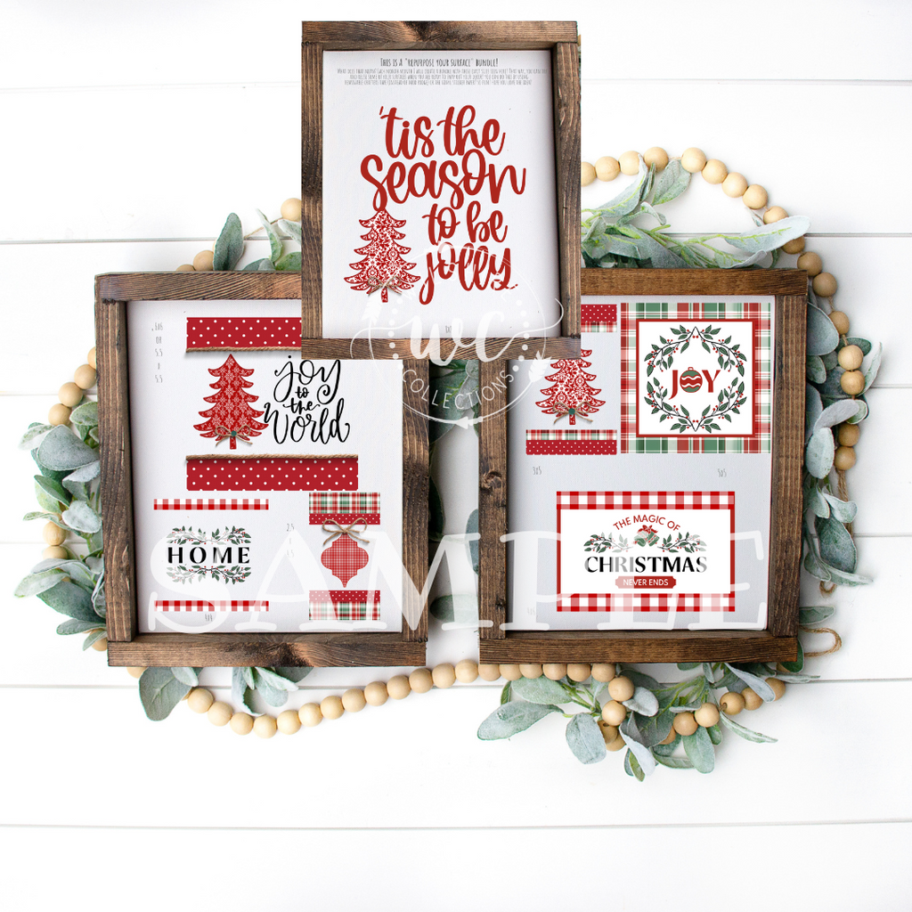 red Christmas printables for DIY decorations 
