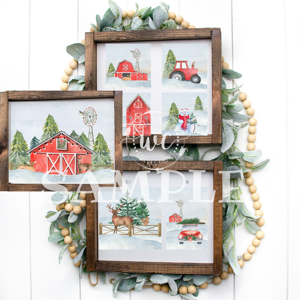 Red Christmas barn printbale collection 