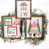 merry Christmas printable with colorful trees