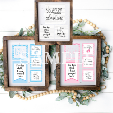 Pink and Blue border baby printables 