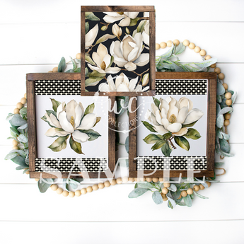 Magnolia printables with black and white borders