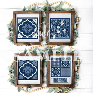 Navy Moroccan Tiles Printable Crafters Bundle