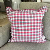 red and blue plaid pillow cover 