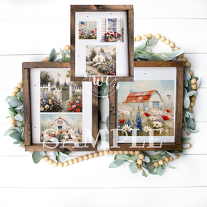 patriotic scenes printables with red white and blue flowers and scenes 