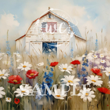 Barn with American flag 