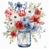flowers in mason jar patriotic colors 