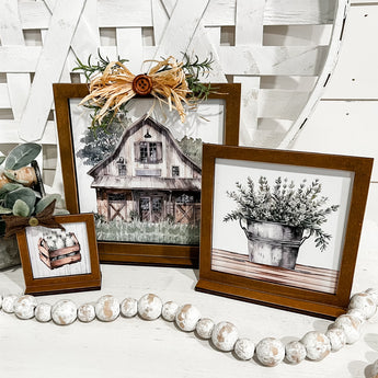 farmhouse printable with milk jugs and greenery 