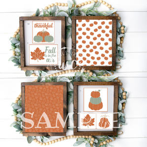 Multiple pumpkin-themed designs and patterns