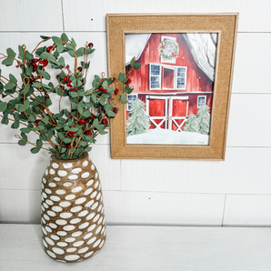 red christmas barn wall art