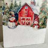 Christmas barns printable with snowmen