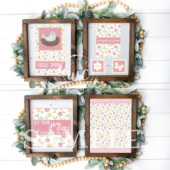 Spring printable with florals and birds