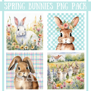 Spring Bunnies Images - PNG Pack Digital Files