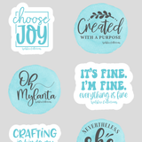 sticker sheet of famous Wilshire Collections sayings 