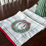 Christmas Table runner with green wreath 