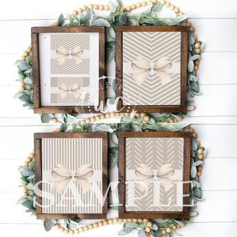 Wooden picture frames with decorative elements on a white background
