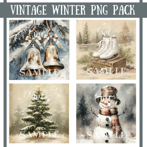 Vintage Winter Images - PNG Pack Digital Files