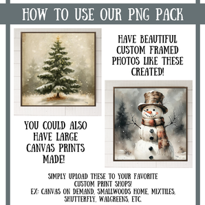 Vintage Winter Images - PNG Pack Digital Files