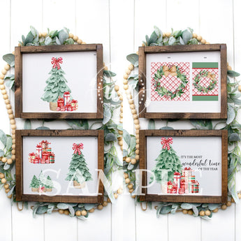 Christmas Gifts Printable Crafters Bundle with green tree and red bows