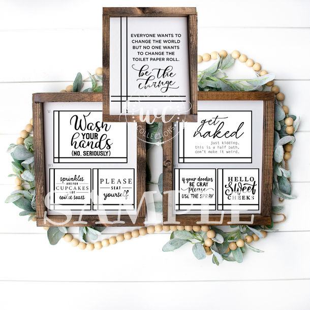 Collection Sign Printable Funny Bathroom Signs Printable Crafters Bundle | Wilshire Collections