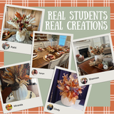 Collage of decorated rooms with names Patti, Tanya, Shannon, Miranda, and Cindy, on a plaid background.