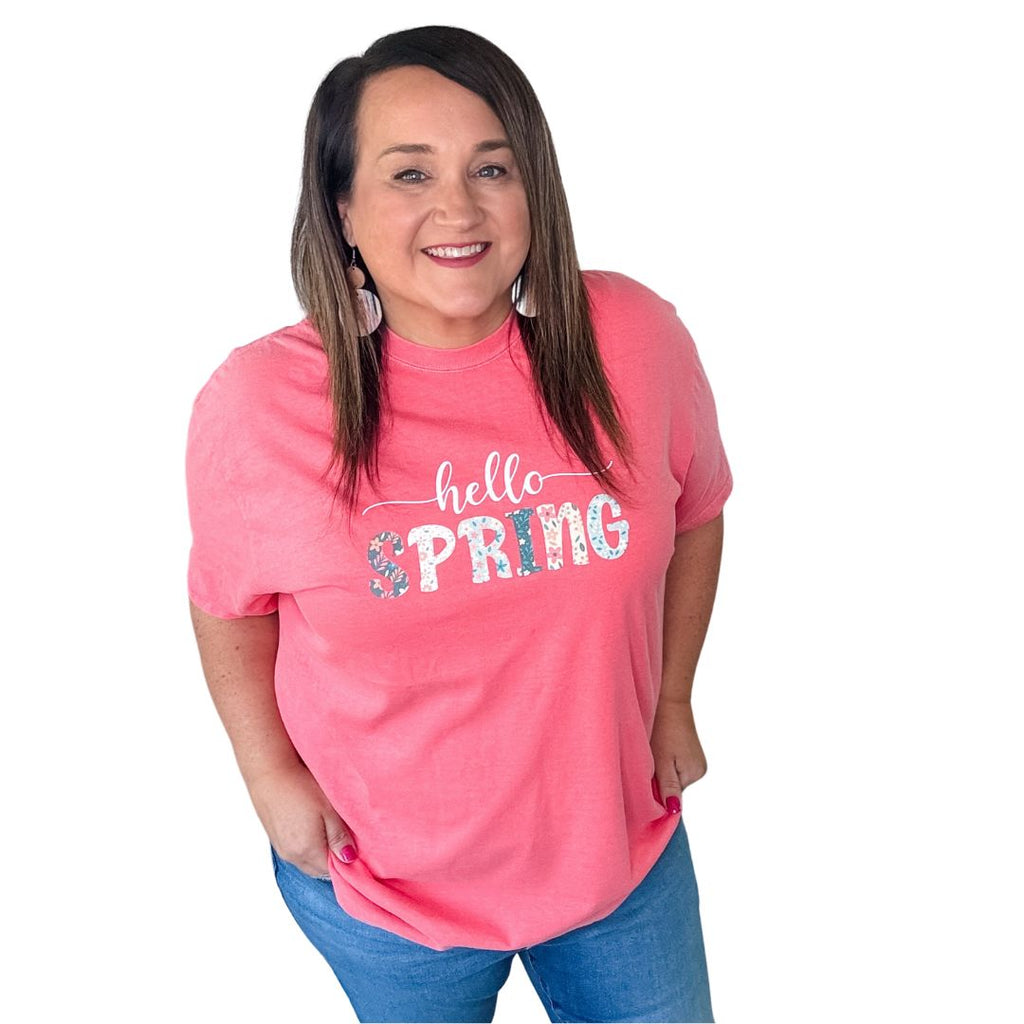 hello spring short sleeve t shirt stacey
