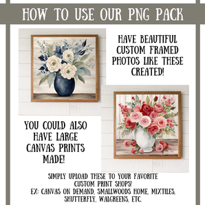 Valentine's Floral Images- PNG Pack Digital Files