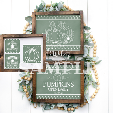 white pumpkins on green background craft printable