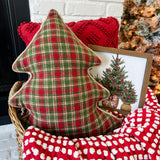 tree shaped pillow plaid front