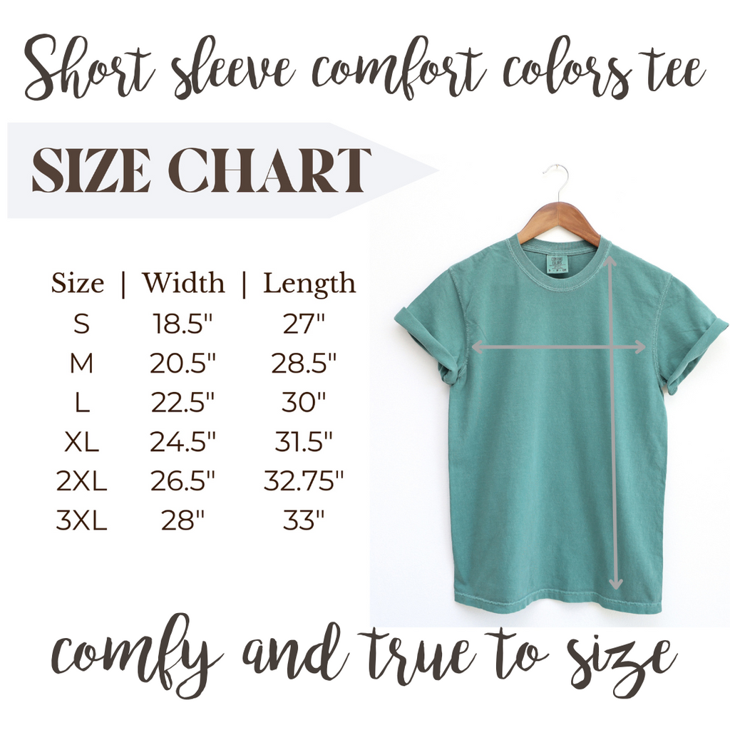 comfort colors tee size chart