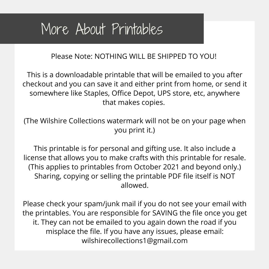 wilshire collections printables