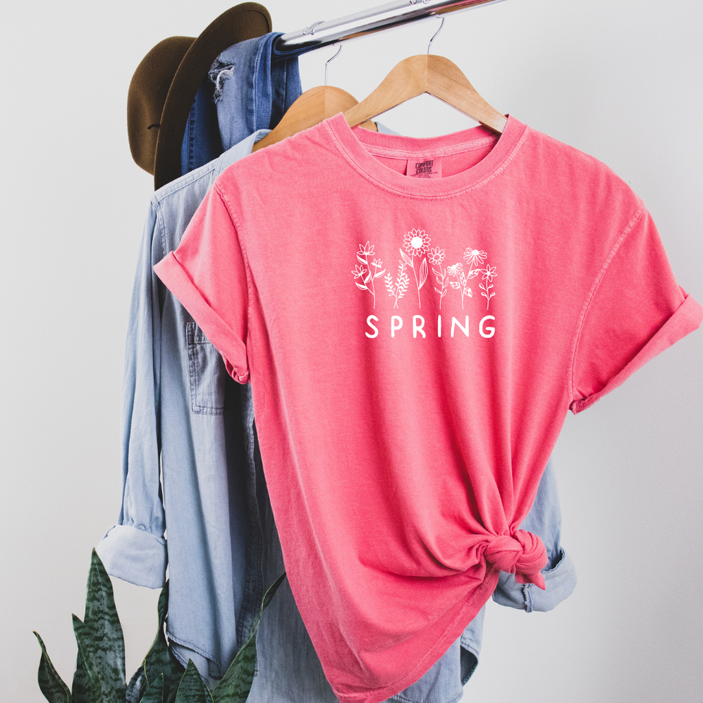 Spring Flowers Garment-Dyed Tee pink