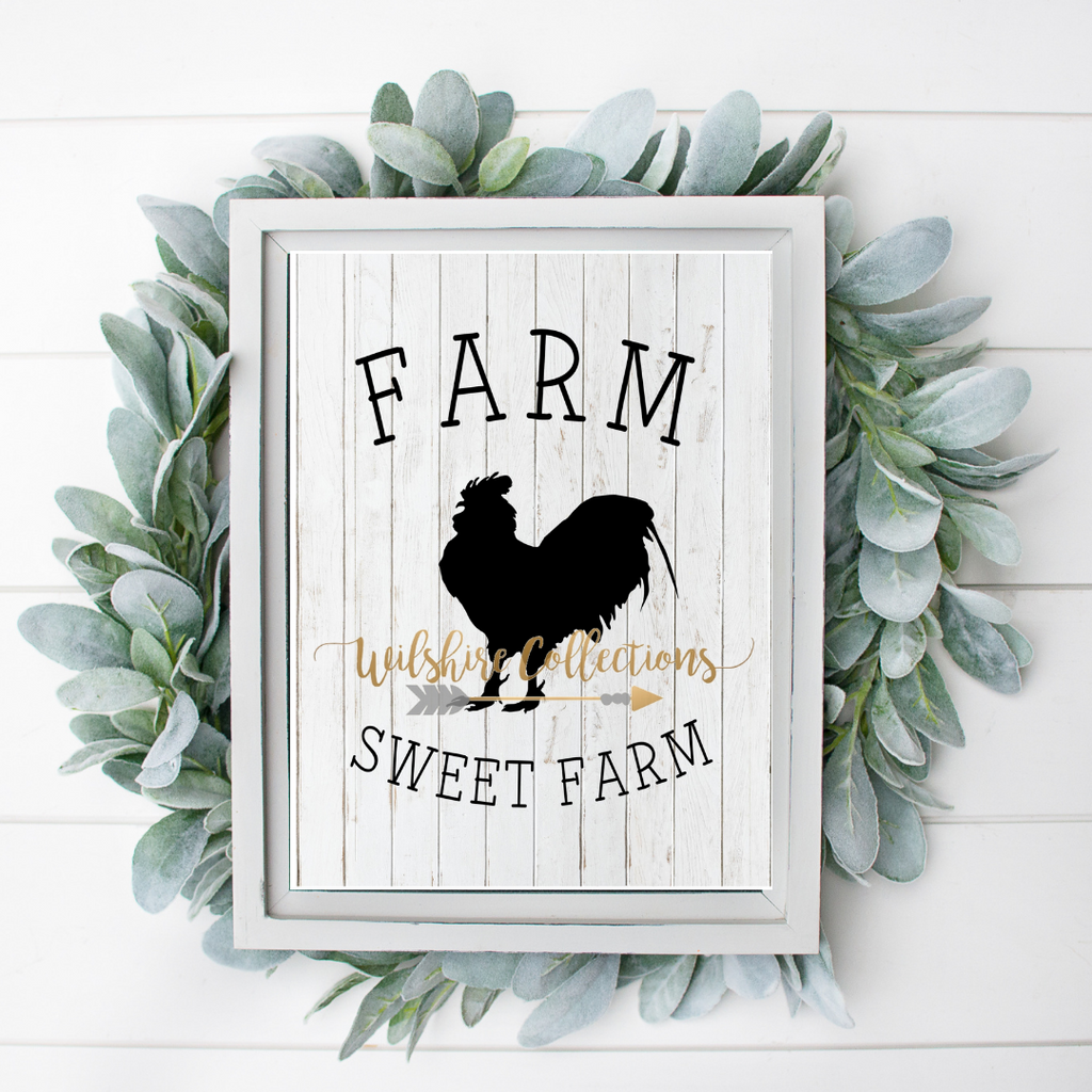 farm sweet farm rooster printable